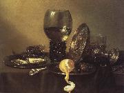 unknow artist oyster, rum and wine still life of the silver cup Sweden oil painting reproduction